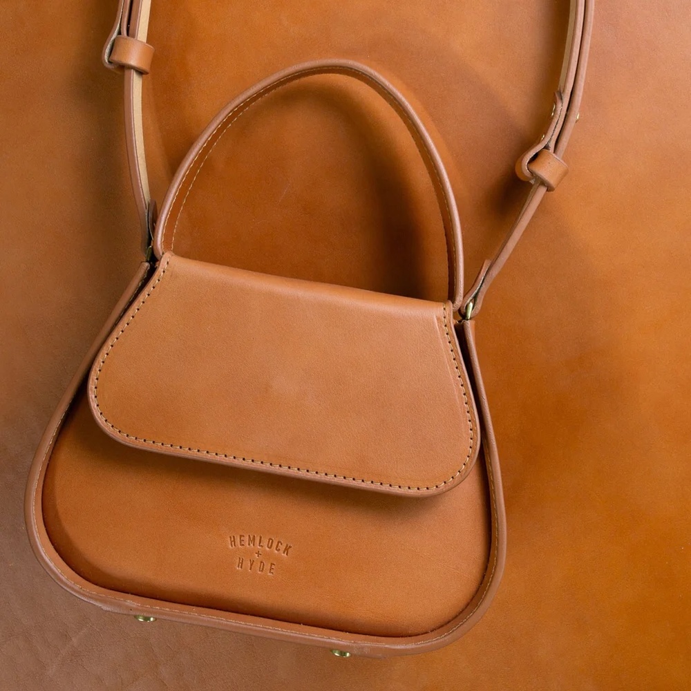 New Sold Out Hemlock + Hyde Leather Mini Chloe Bag, Crossbody, English Tan